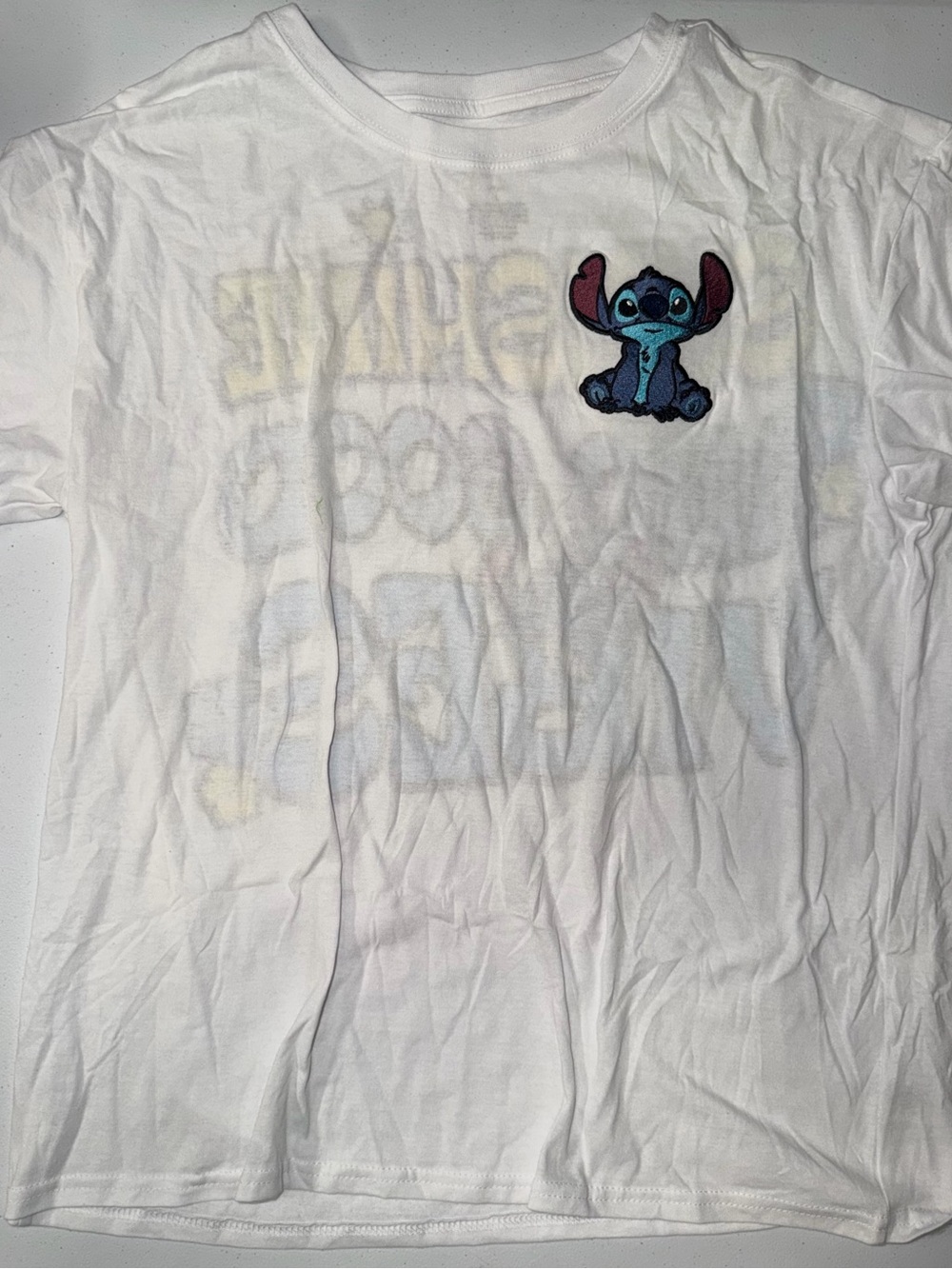 Disney: Stitch Patch White Good Vibes Women’s Blouse (Large)